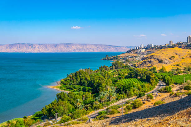 Aerial view of Tiberias from mount Arbel in Israel